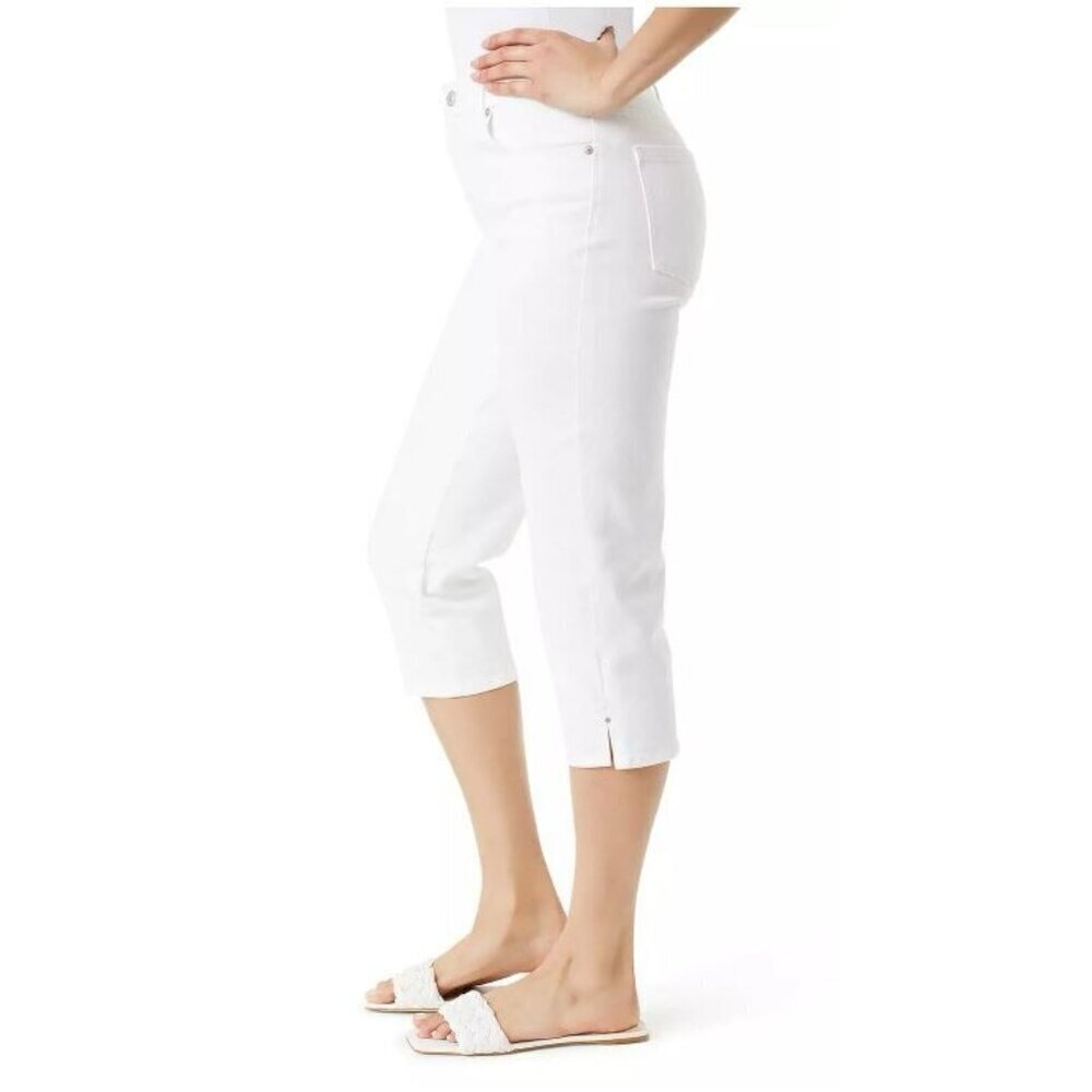 Gloria Vanderbilt Womens White Straight Leg Capri Jeans Amanda Pants Sz 12 New